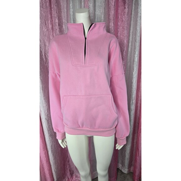 Trendy Queen Pink Heavyweight Kangaroo Pockets Oversized Sweatshirt Size Large - Picture 2 of 10